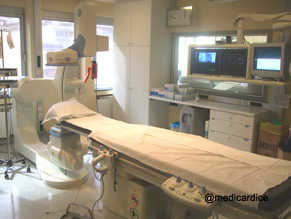 X-ray equipment used in cardiac catheterization lab. 